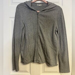 Eileen Fisher Gray Organic Cotton & Cashmere Zip Up Sweater Jacket Size Small